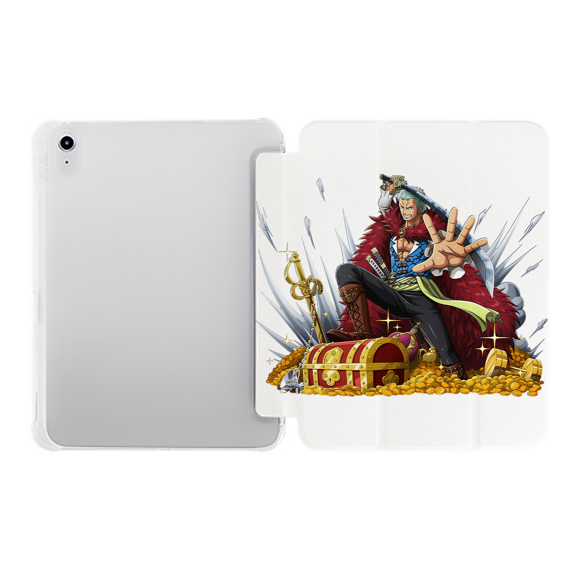 （画像用） ワンピース ロロノア・ゾロ ONE PIECE Roronoa Zoro IPad ケース ペン収納付き 三つ折りスタンド PUレザー×シリコン 対応機種9.5/10.5/10.9インチ